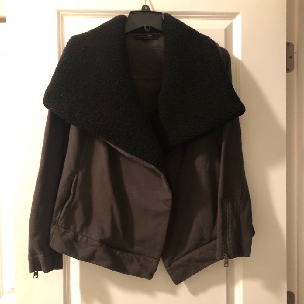 Allsaints Bora Faux Shearling Sweatshirt EUC